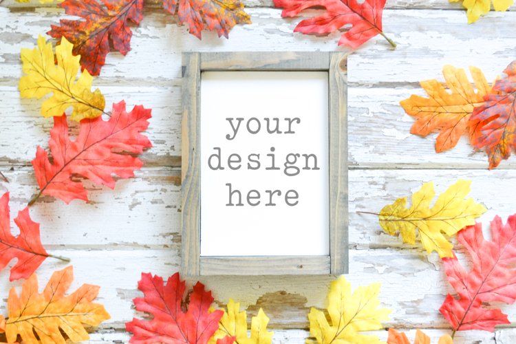 Wood Sign 5x7 Autumn Fall Mockup Add SVG Sublimation Clipart example image 1