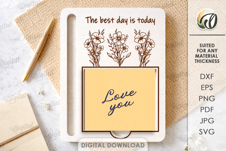 Sticky Note Holder Laser Cut. Note Pad Holder SVG