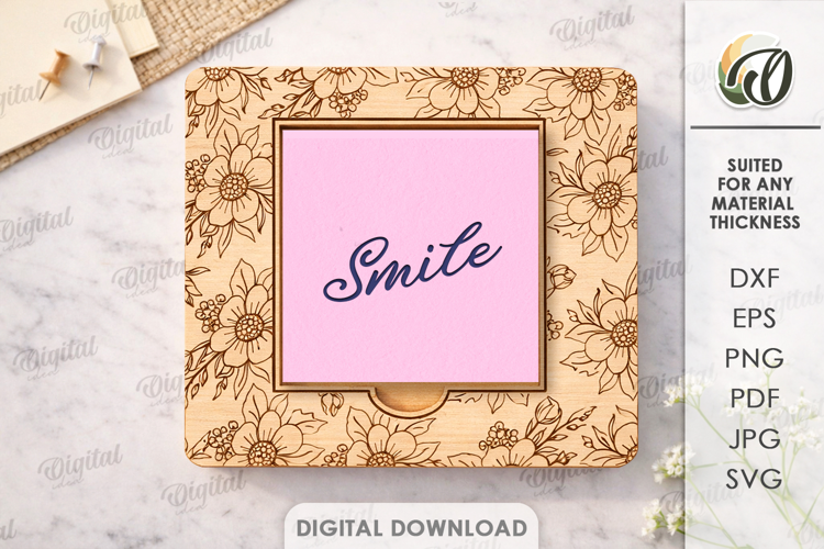 Sticky Note Holder Laser Cut. Note Pad Holder SVG