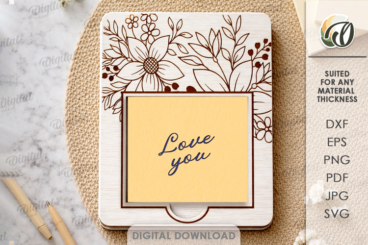 Sticky Note Holder Laser Cut. Note Pad Holder SVG