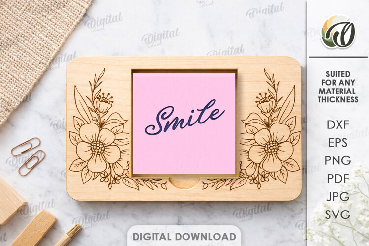 Sticky Note Holder Laser Cut. Note Pad Holder SVG example image 1