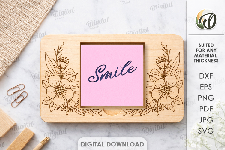 Sticky Note Holder Laser Cut. Note Pad Holder SVG