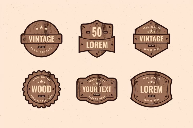 Wood Vintage Editable Logo Badges