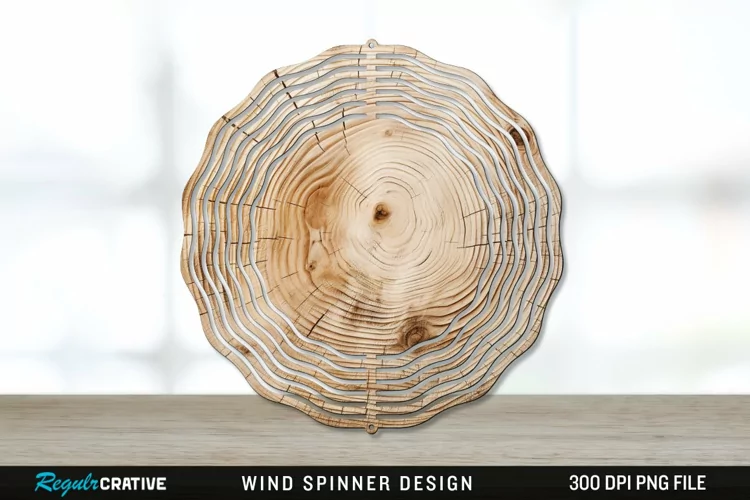 Wood Wind Spinner Sublimation PNG Design