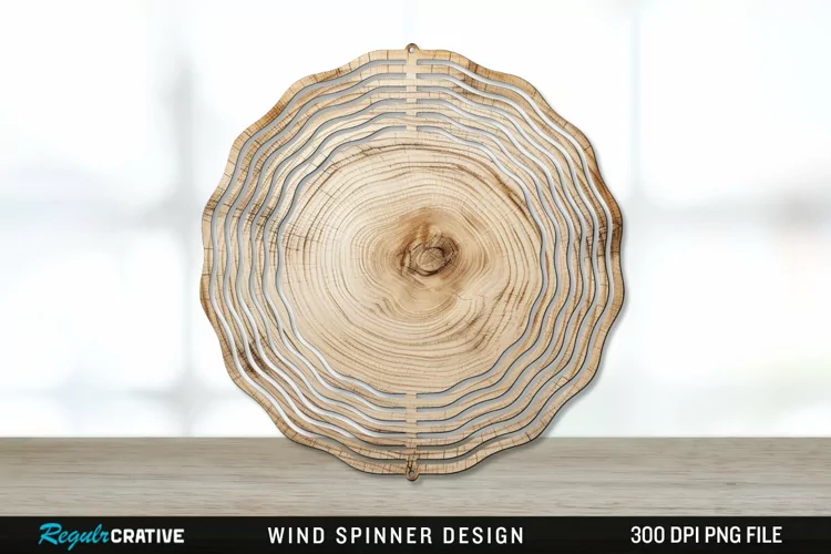 Wood Wind Spinner Sublimation PNG Design