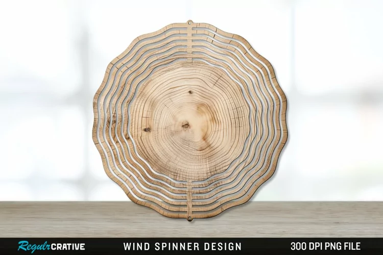 Wood Wind Spinner Sublimation PNG Design
