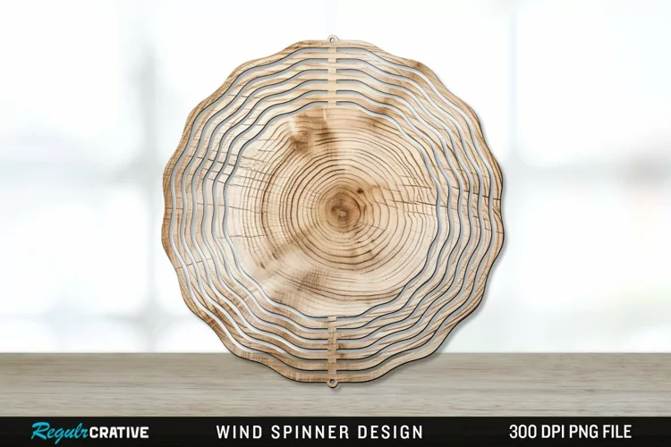 Wood Wind Spinner Sublimation PNG Design