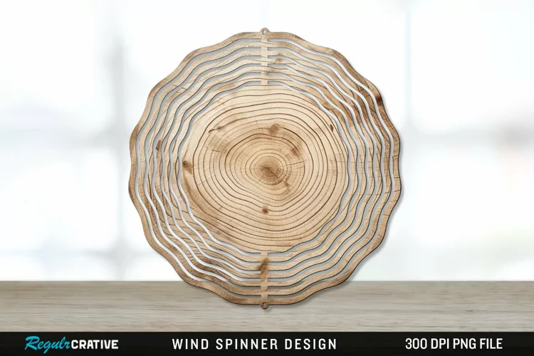 Wood Wind Spinner Sublimation PNG Design