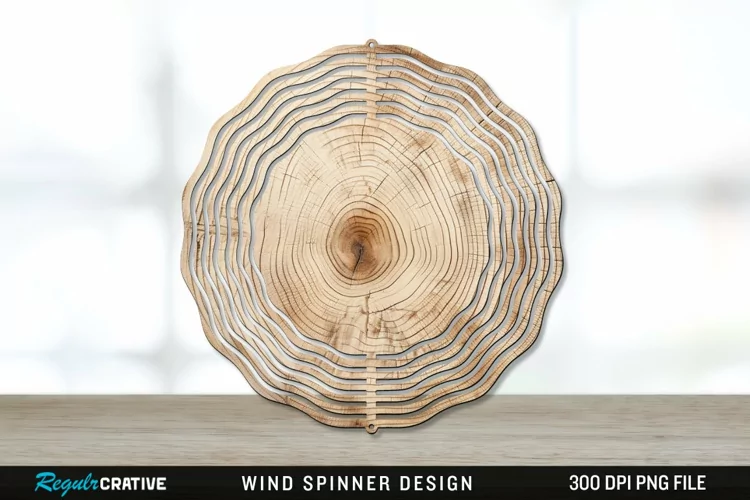 Wood Wind Spinner Sublimation PNG Design