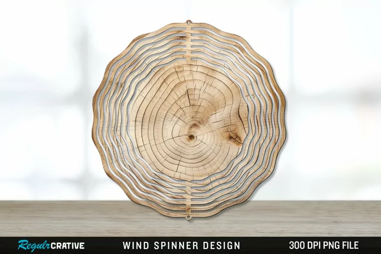 Wood Wind Spinner Sublimation PNG Design