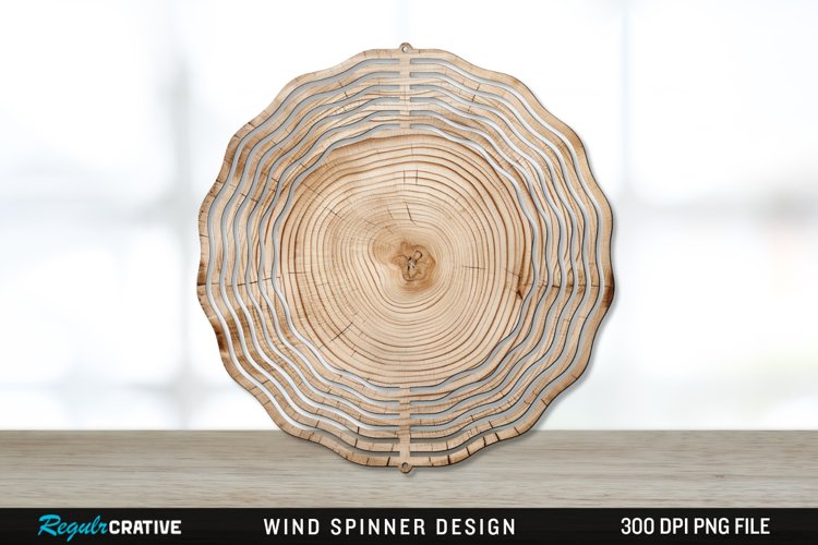 Wood Wind Spinner Sublimation PNG Design example image 1