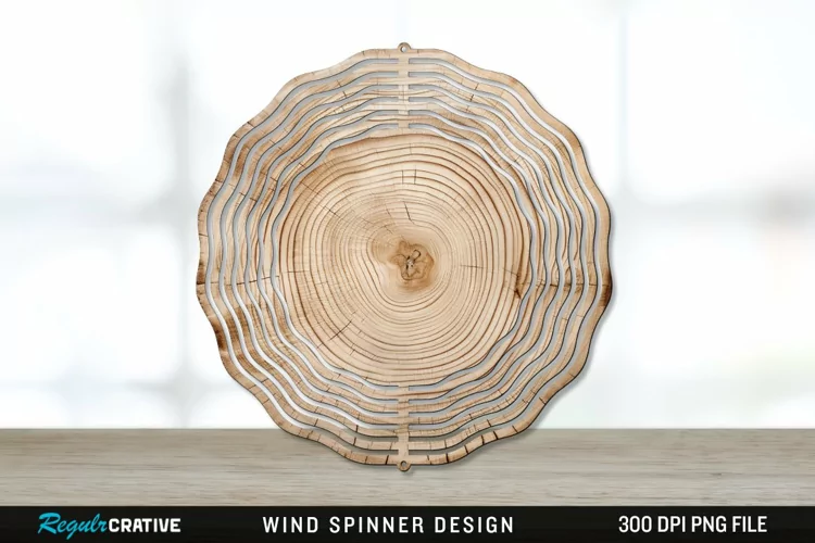 Wood Wind Spinner Sublimation PNG Design
