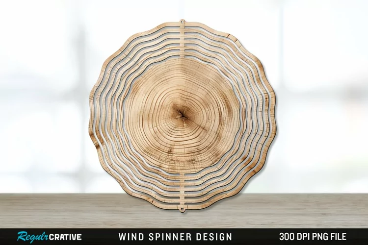 Wood Wind Spinner Sublimation PNG Design