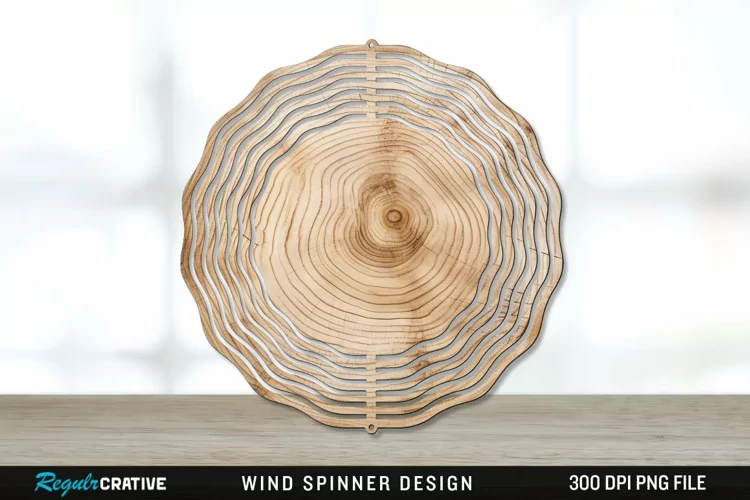 Wood Wind Spinner Sublimation PNG Design
