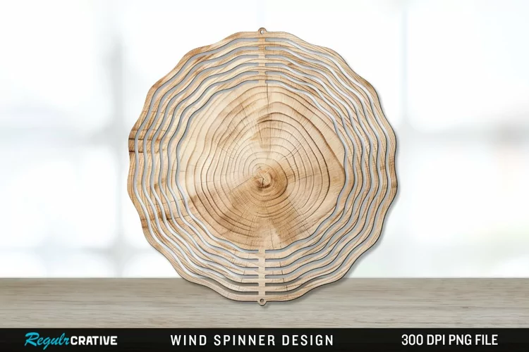 Wood Wind Spinner Sublimation PNG Design
