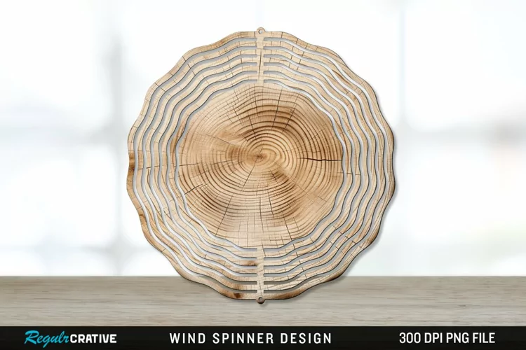 Wood Wind Spinner Sublimation PNG Design