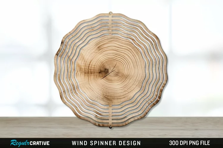 Wood Wind Spinner Sublimation PNG Design