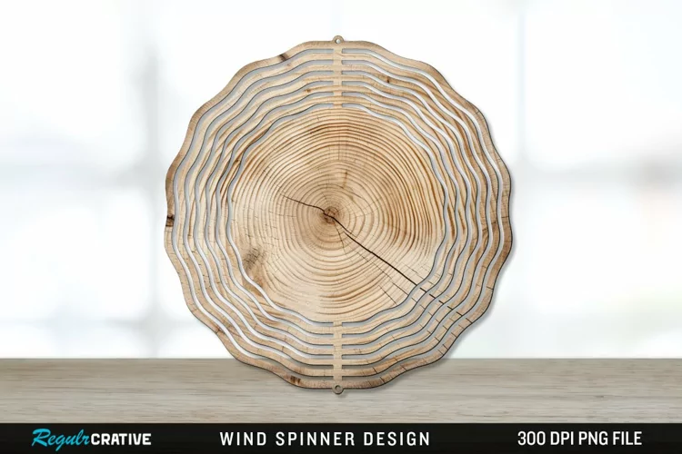 Wood Wind Spinner Sublimation PNG Design