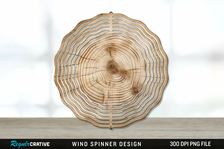 Wood Wind Spinner Sublimation PNG Design