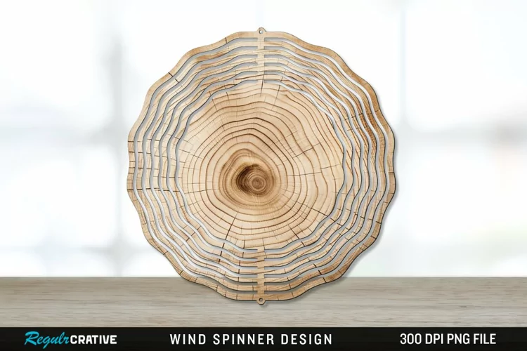 Wood Wind Spinner Sublimation PNG Design