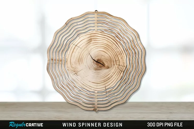 Wood Wind Spinner Sublimation PNG Design