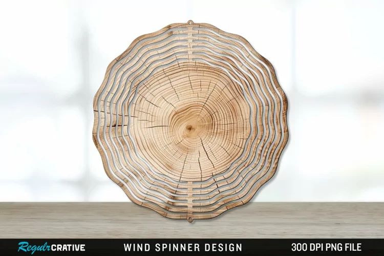 Wood Wind Spinner Sublimation PNG Design