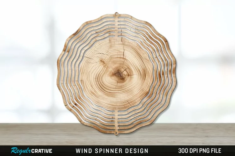Wood Wind Spinner Sublimation PNG Design
