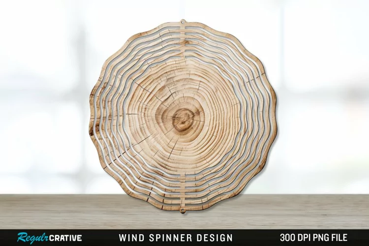 Wood Wind Spinner Sublimation PNG Design