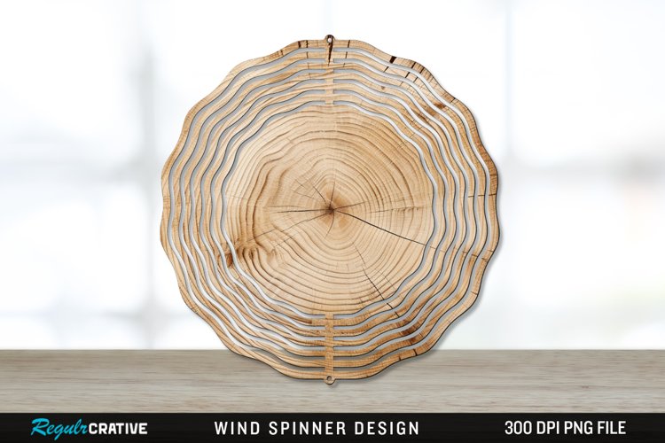 Wood Wind Spinner Sublimation PNG Design example image 1