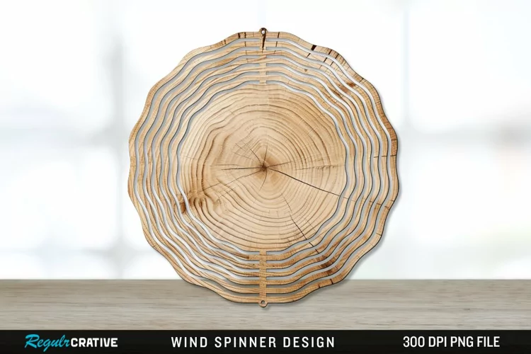 Wood Wind Spinner Sublimation PNG Design