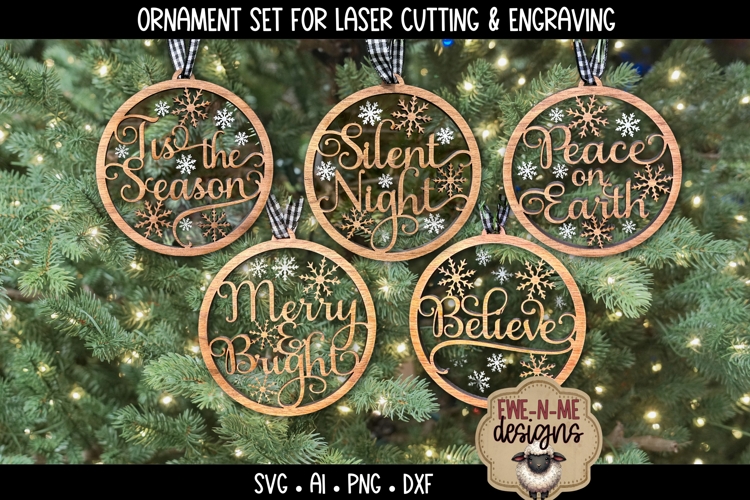 Laser Ready Christmas Ornament SVGs | Cut and Engrave