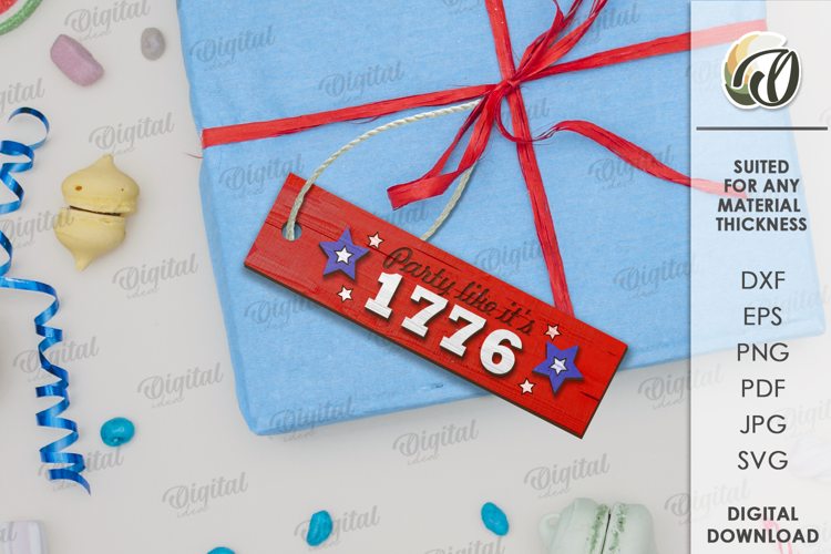Wooden 4th of July gift tag Laser Cut