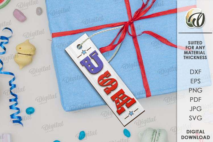 Wooden 4th of July gift tag Laser Cut