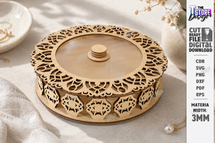 Wooden and Acrylic Jewelry Box Laser Cut | Storage Box | CNC example image 1