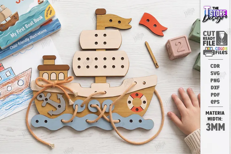 Wooden Animal Lacing Toy Laser Cut | Montessori | Ship Laser