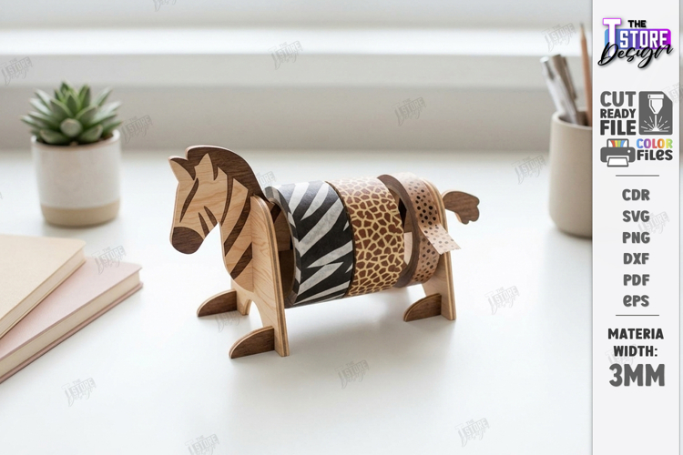 Animal Tape Dispenser Laser Cut | Desk Tape Holder | Zebra