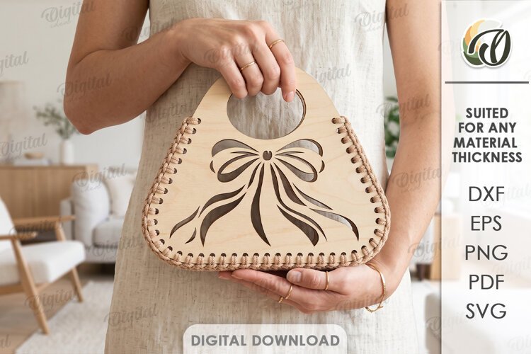 Wooden Crochet Bag Base Laser Cut. Purse Making Template SVG example image 1