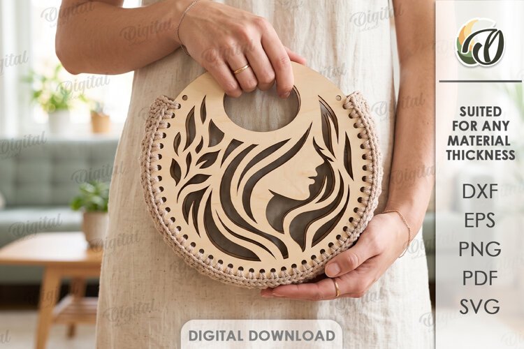 Wooden Crochet Bag Base Laser Cut. Purse Making Template SVG example image 1