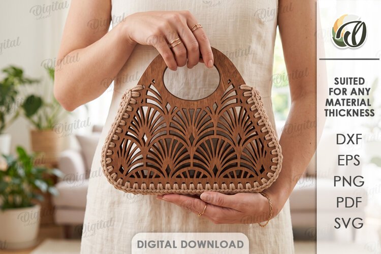 Wooden Crochet Bag Base Laser Cut. Purse Making Template SVG example image 1