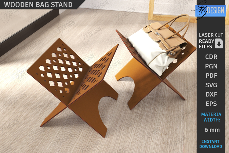 Wooden Bag Stand Laser Cut |Bag Place| Hallway Furniture SVG