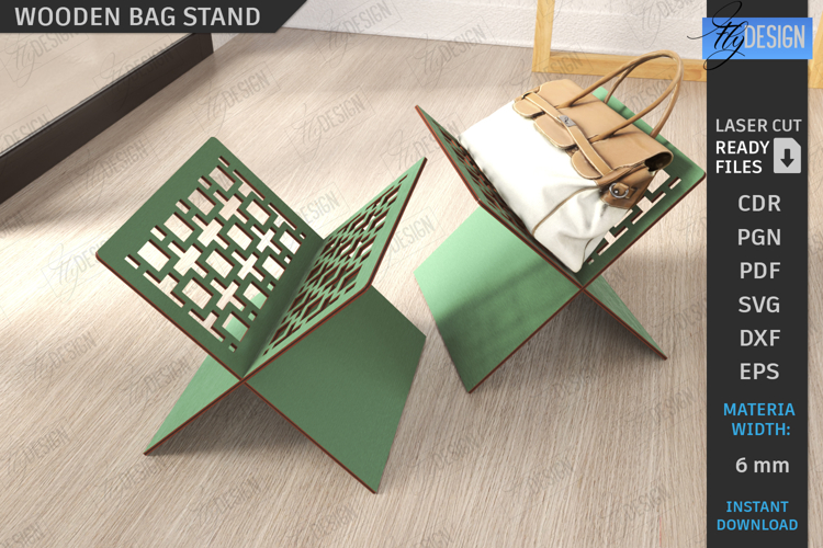 Wooden Bag Stand Laser Cut |Bag Place| Hallway Furniture SVG