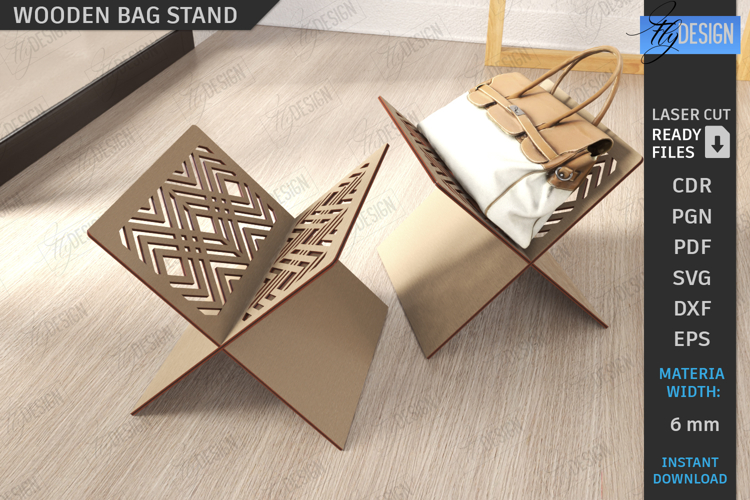 Wooden Bag Stand Laser Cut |Bag Place| Hallway Furniture SVG