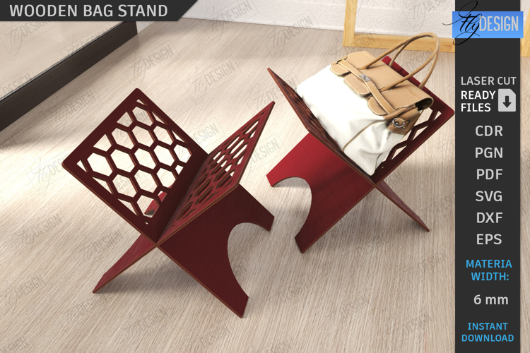 Wooden Bag Stand Laser Cut |Bag Place| Hallway Furniture SVG