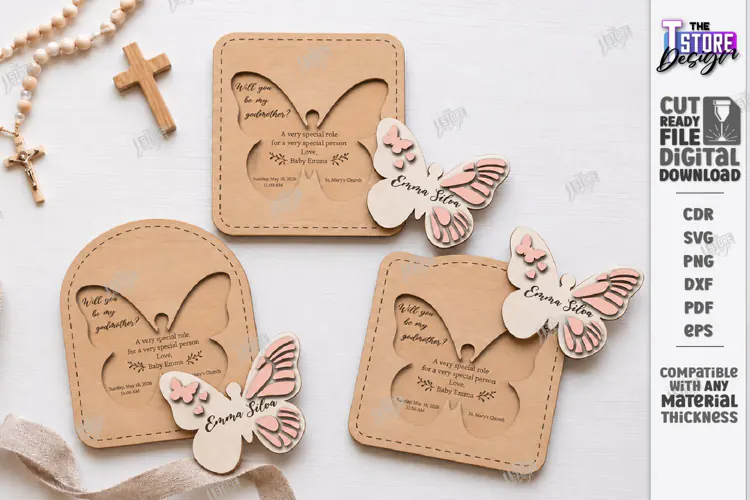 Wooden Baptism Invitation Laser Cut | Keepsake Invitation