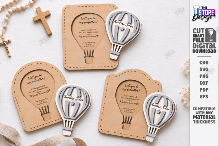 Wooden Baptism Invitation Laser Cut | Keepsake Invitation example image 1