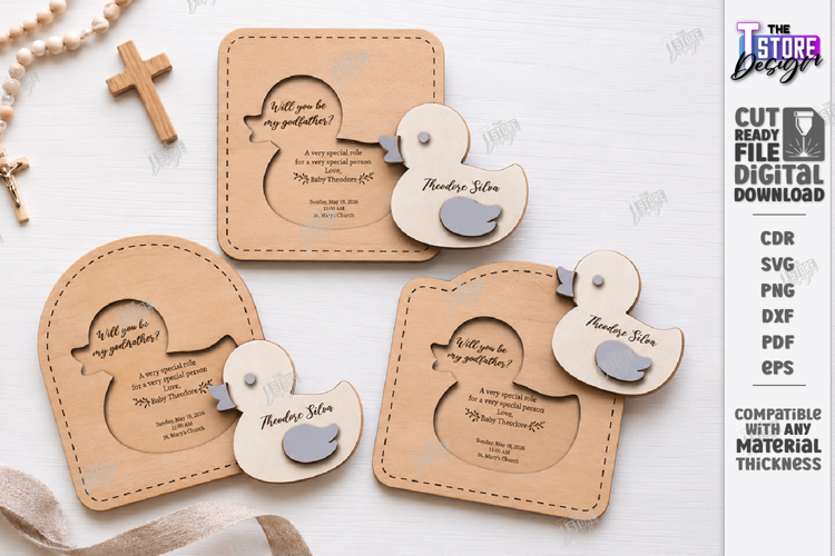 Wooden Baptism Invitation Laser Cut | Keepsake Invitation