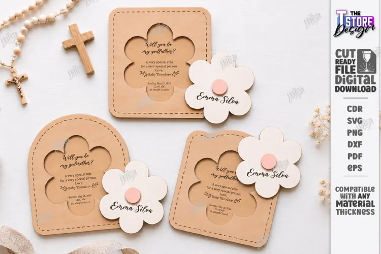 Wooden Baptism Invitation Laser Cut | Keepsake Invitation
