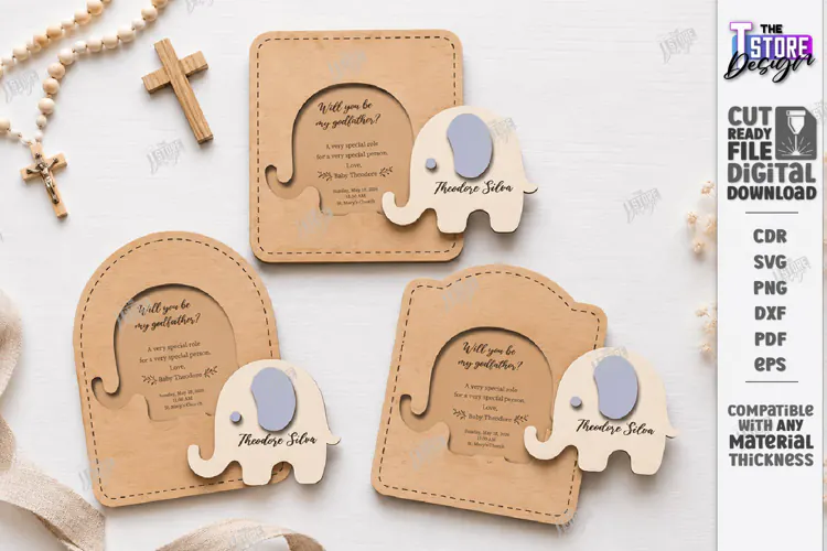 Wooden Baptism Invitation Laser Cut | Keepsake Invitation