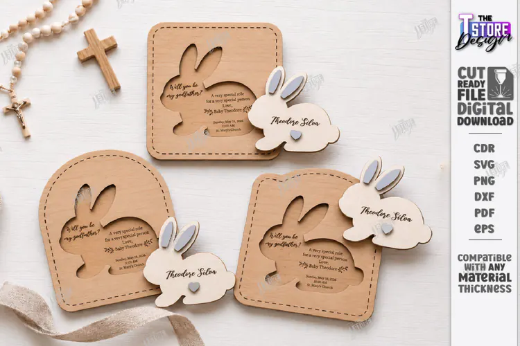 Wooden Baptism Invitation Laser Cut | Keepsake Invitation