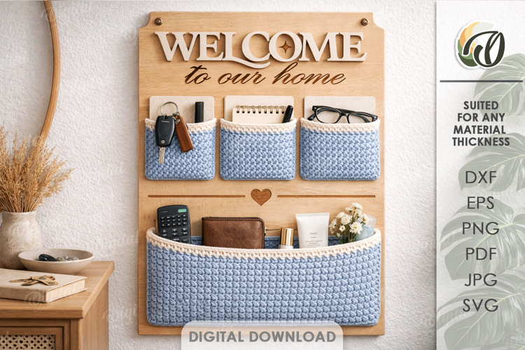 3D Base For Crochet Pocket Organizer Lasercut.Home Decor SVG